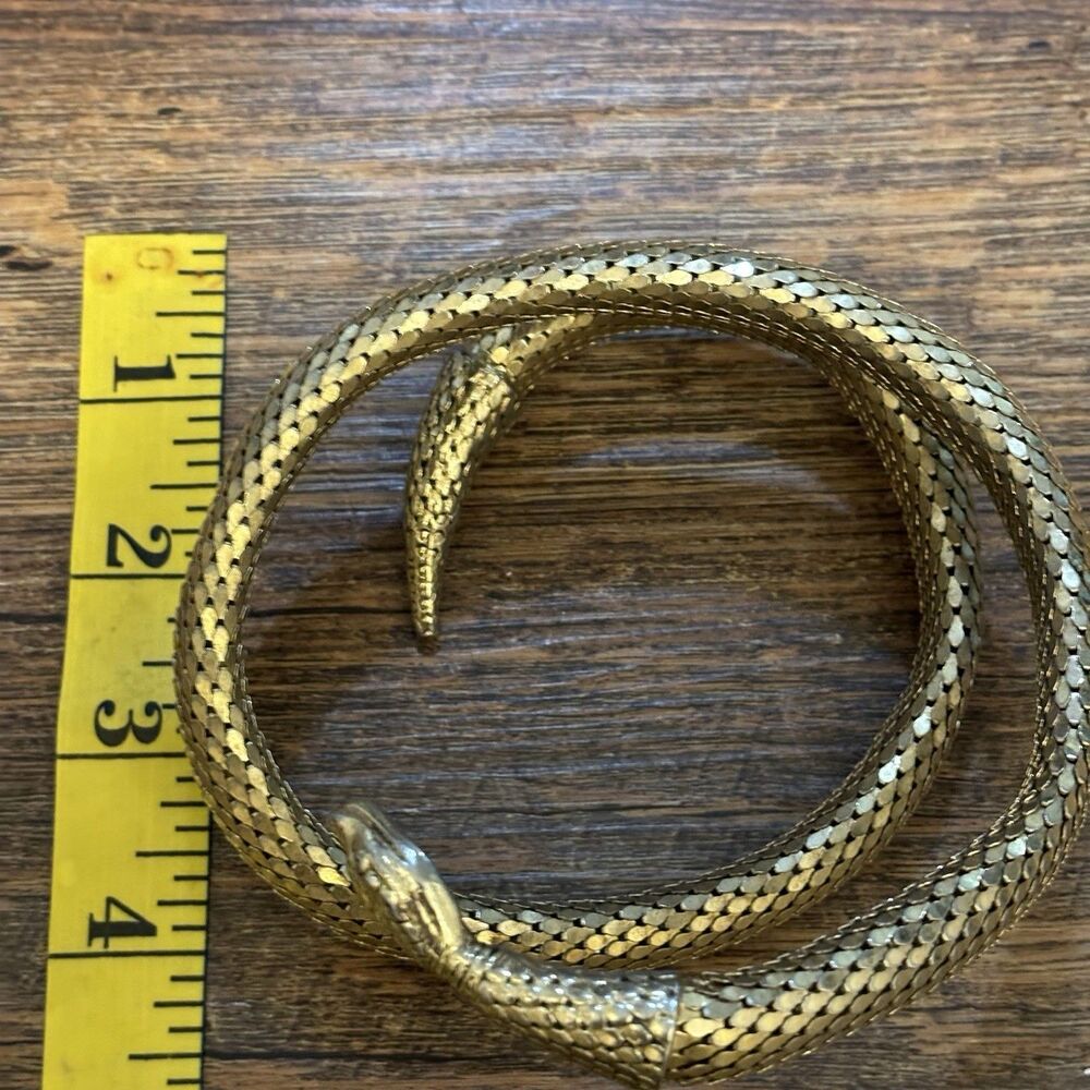 Whiting Davis 50s Gold Tone Mesh Snake Wrap Bracelet, Vintage Statement Egyptian - Picture 5 of 5